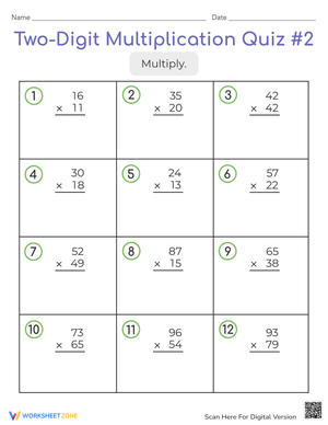 Two-Digit Multiplication Practice Quiz