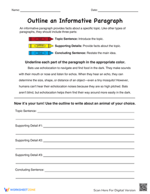 Outline an Informative Paragraph Worksheet