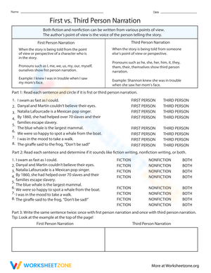 First vs. Third Person Narration Practice