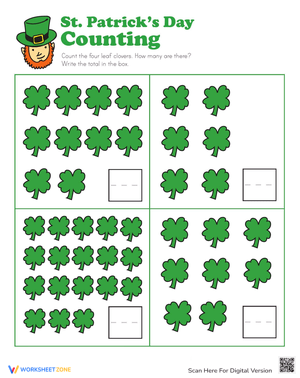 St. Patty's Counting Worksheet for Kids