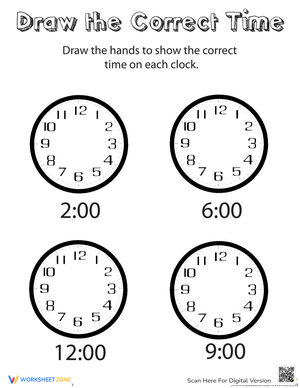 Draw the Time: Practice Telling Time Worksheet