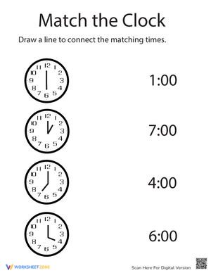 Match the Clock: Time Telling Practice