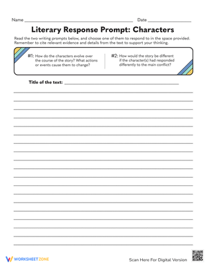 Literary Response: Character Analysis Prompt
