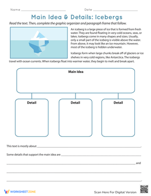 Main Idea and Details: Iceberg Reading Practice