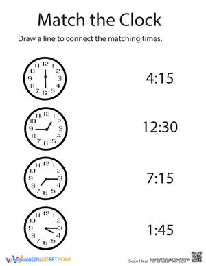 Clock Match: Time Telling Skills Practice