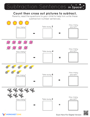 Celestial Subtraction Sentences: Math Practice