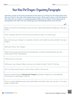 Organizing Paragraphs: Write a Pet Dragon Story