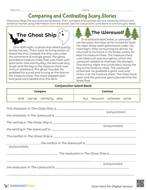 Compare Scary Stories: Worksheet for Critical Thinking