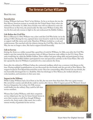 Cathay Williams: The Veteran Worksheet
