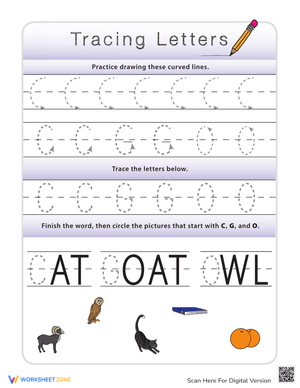 Tracing Letters C, G, O for Beginners