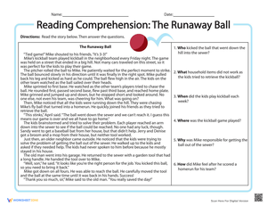 Reading Comprehension: The Runaway Ball Adventure