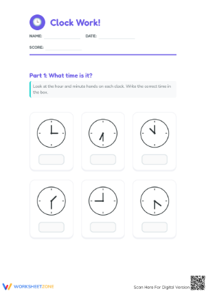 2.MD.C.7 Worksheet: Telling Time — Grade 2 Aligned