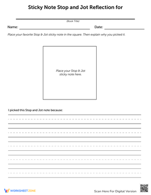 Sticky Note Stop and Jot Reflection: Writing