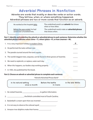 Adverbial Phrases in Nonfiction: Writing