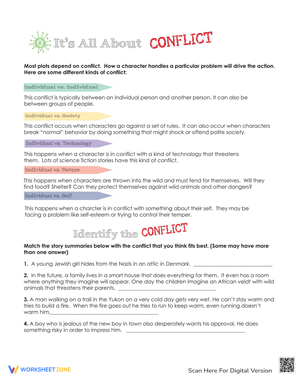 Understanding Conflict in Literature Worksheet