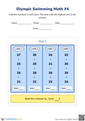 Printable Olympic Addition Worksheet | Grade 1 Math