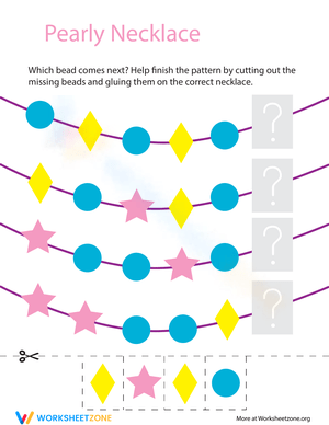 Necklace Patterns Worksheet for Preschoolers