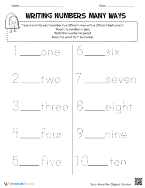 Writing Numbers in Many Ways Worksheet