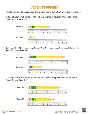 Solving Pencil Problems Worksheet