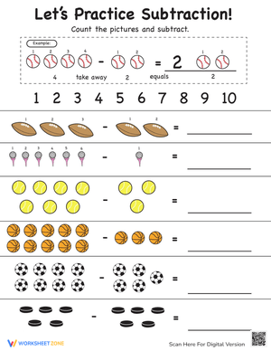 Sporty Subtraction Worksheet for Practice