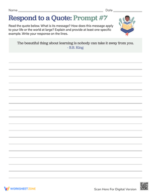 Respond to a Quote Worksheet for Students