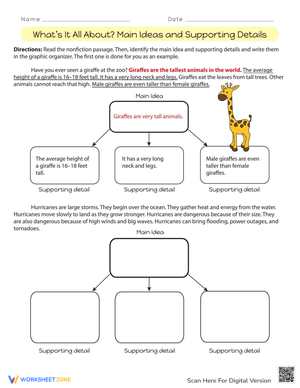 Main Idea & Supporting Details Worksheet