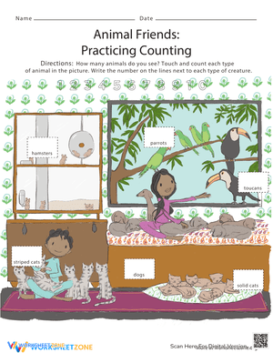Counting Pets Worksheet for Young Learners