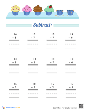 Mama Bear Subtraction Facts Practice