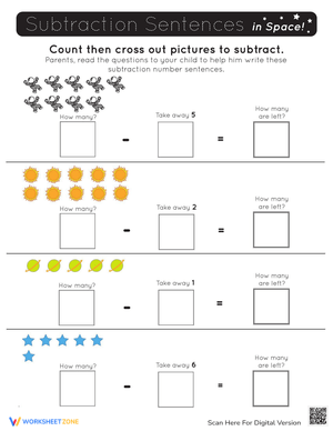 Space Subtraction Number Sentences