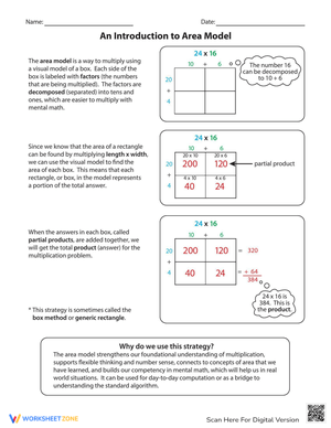 Introduction to Area Model Worksheet