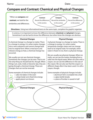 Compare Chemical and Physical Changes