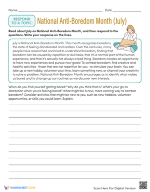 Respond to Anti-Boredom Month Topic