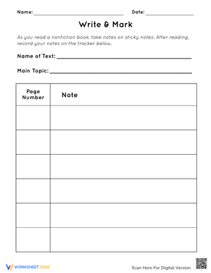 Practice Writing and Mark Worksheet