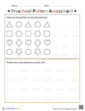 Preschool Pattern Assessment Worksheet