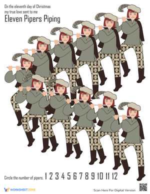 11th Day of Christmas Math Worksheet