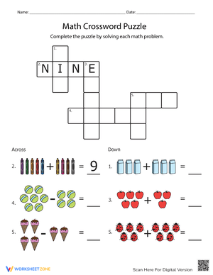 Engaging Math Crossword Puzzle Worksheet