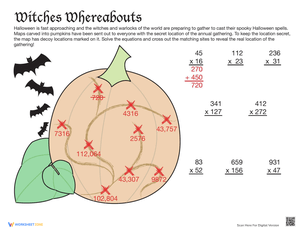 Witch Themed Multiplication Worksheet