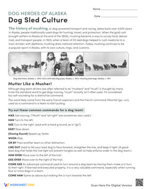Dog Heroes of Alaska: Reading Worksheet