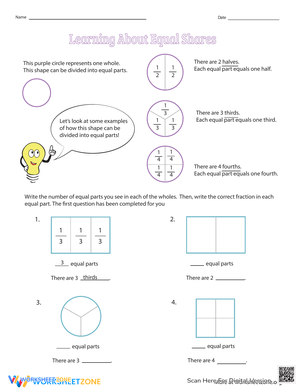 Learning About Equal Shares Worksheet