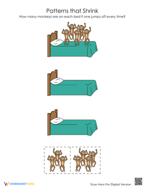 Shrinking Patterns with Monkeys Worksheet