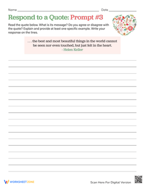 Responding to a Quote Prompt Worksheet