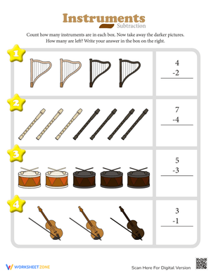 Subtraction Action Enhancing Worksheet