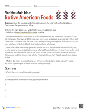 Find the Main Idea: Native American Foods