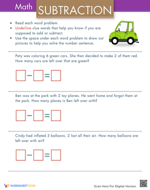 Simple Subtraction Word Problems