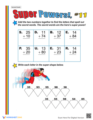 Super Powers: Two-Digit Addition Practice