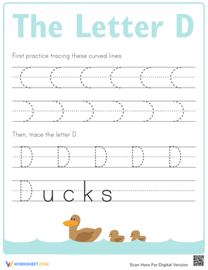 Practice Tracing the Letter D for Kids 