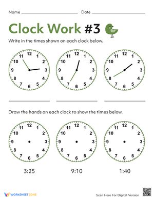 Clock Work: Telling Time Practice
