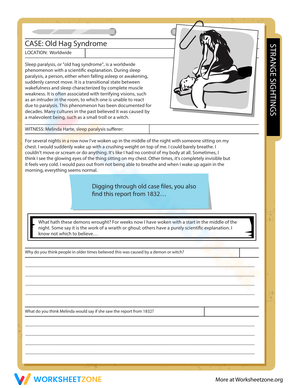 Understanding Old Hag Syndrome: Worksheet Analysis
