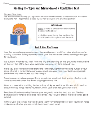 Find the Main Idea: Nonfiction Text