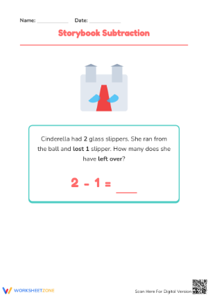 Cinderella Math Subtraction: Essential Grade K Worksheet